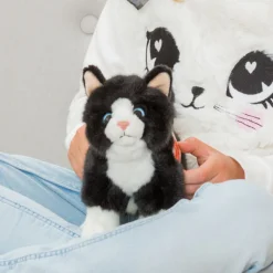 Cat standing black/white 20 cm · Hermann Teddy