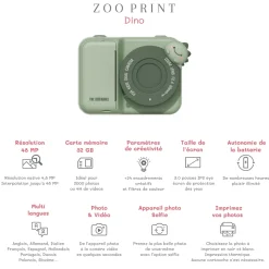 Cámara Fotográfica instantánea Zoo Print Dino Green · The Zoofamily
