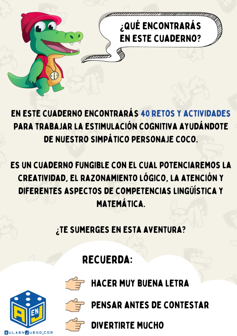 Cuaderno de estimulación cognitiva 6 años · Aula en Juego