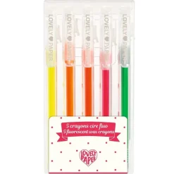 Estuche 5 lápices cera flúor · Lovely Paper