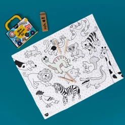 Mini Pocket Animales para colorear + 4 lápices · OMY