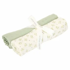 Muselina Algodón Orgánico Blueberry Leaves Sage 70x70 · Little Dutch