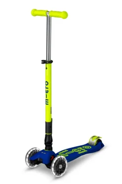 Patinete Maxi Deluxe Plegable Neón LED · Azul/Amarillo