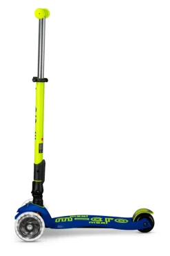 Patinete Maxi Deluxe Plegable Neón LED · Azul/Amarillo