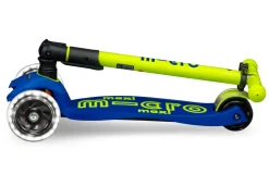Patinete Maxi Deluxe Plegable Neón LED · Azul/Amarillo