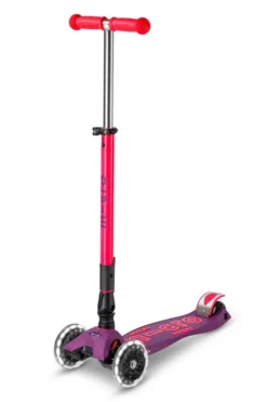 Patinete Maxi Deluxe Plegable Neón LED · Lila/Rosa