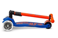 Patinete Maxi Deluxe Plegable Neón LED · Azul/Naranja