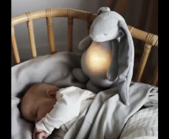 Peluche Luz-Sonido Conejo Moonie Gris/Rosa