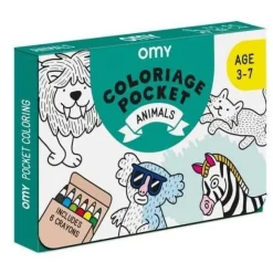 Pocket OMY Animals para colorear + 6 lápices colores