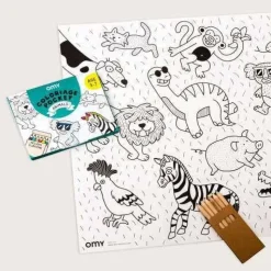Pocket OMY Animals para colorear + 6 lápices colores