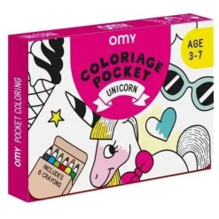 Pocket OMY Unicornio para colorear + 6 lápices colores