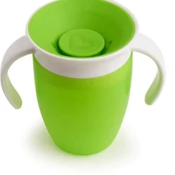 Vaso Antiderrame con Asa Miracle 360º Verde Pastel · Munchkin