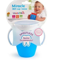 Vaso Antiderrame con Asa Miracle 360º Verde Pastel · Munchkin