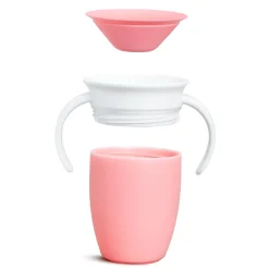Vaso Antiderrame con Asa y Tapa - Miracle 360º Rosa Pastel · Munchkin