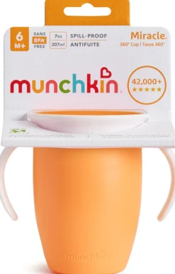 Vaso Antiderrame con Asa Miracle 360º Mandarina · Munchkin