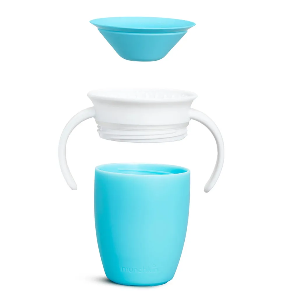 Vaso Antiderrame con Asa Miracle 360º Azul pastel · Munchkin